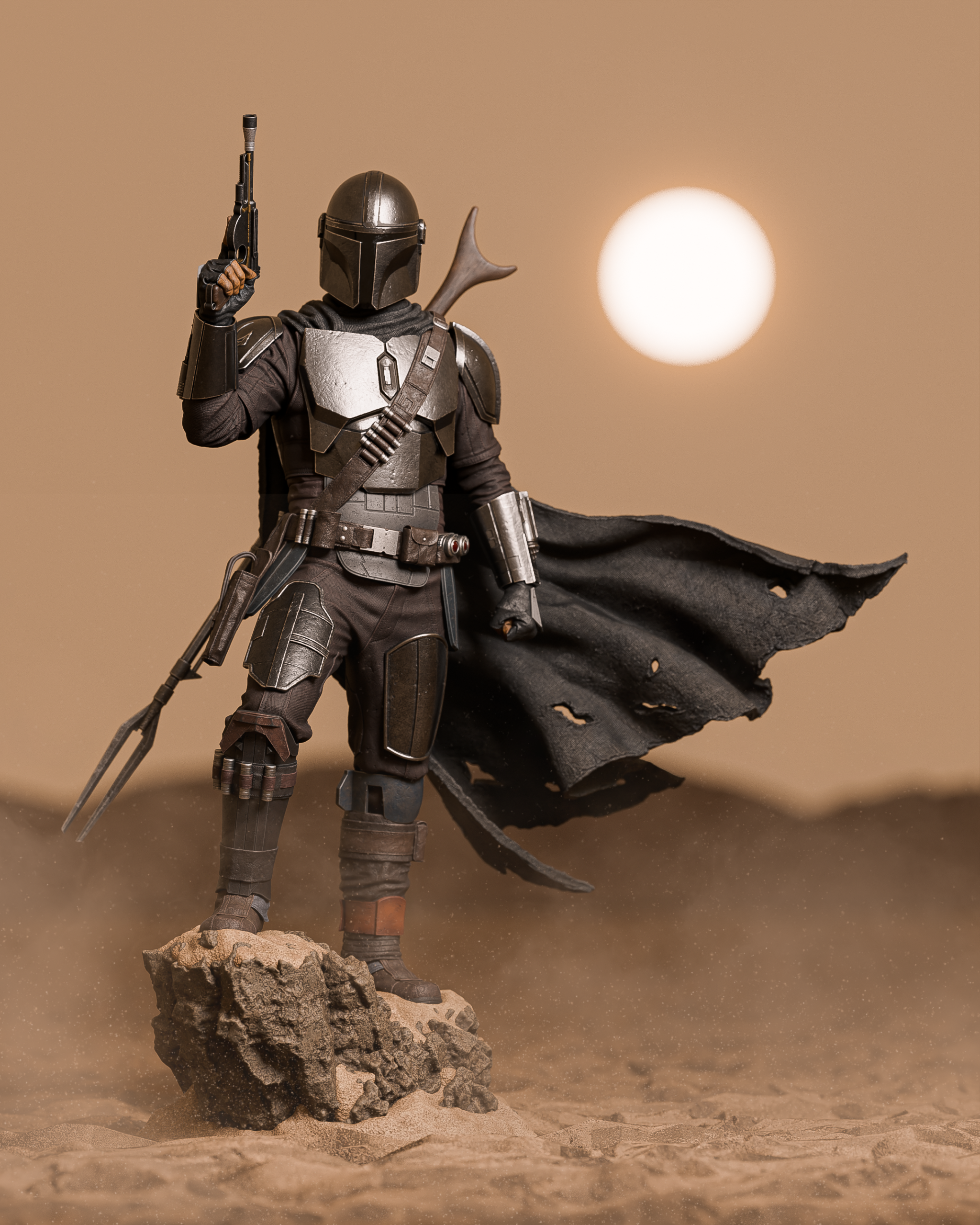 The Mandalorian Movie Figure | Star Wars Statue 1:4 Collectible Centrepiece | Unpainted Kit - Image 3