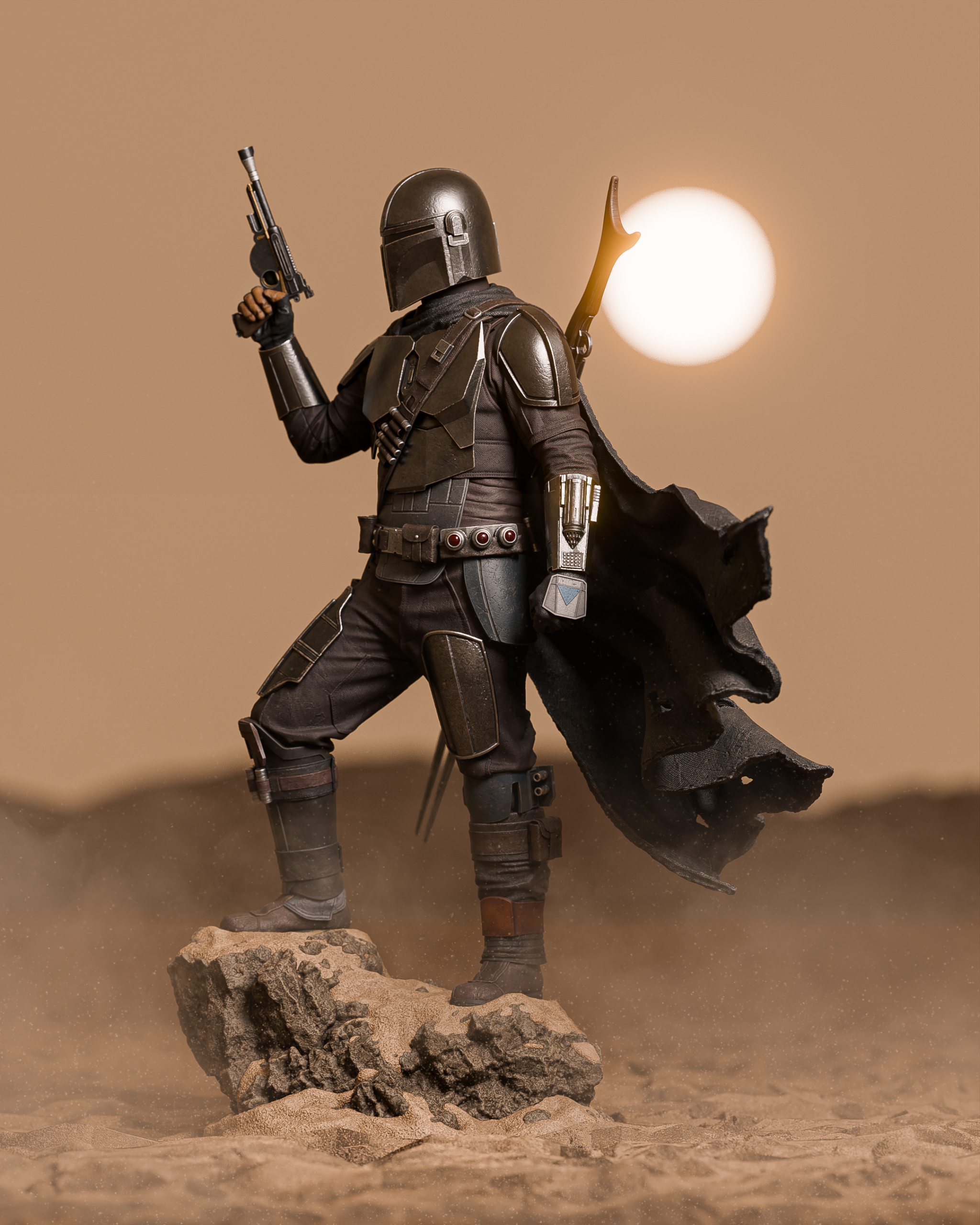 The Mandalorian Movie Figure | Star Wars Statue 1:4 Collectible Centrepiece | Unpainted Kit - Image 4