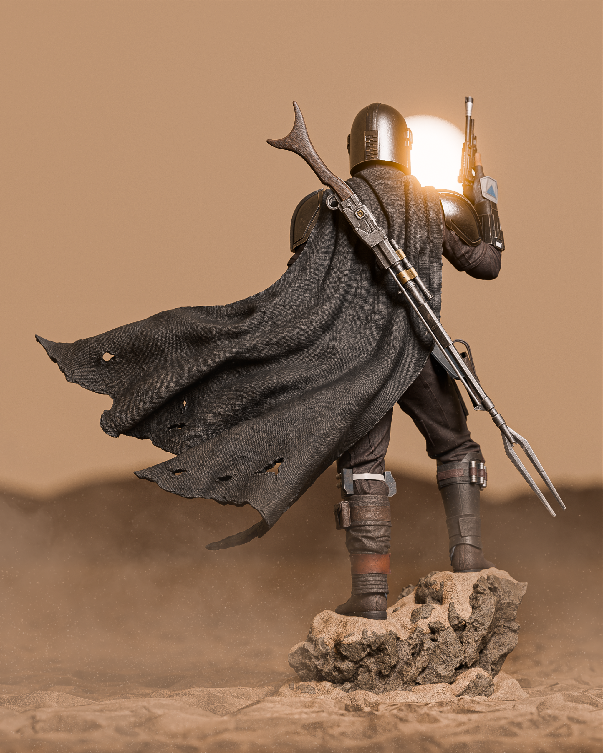The Mandalorian Movie Figure | Star Wars Statue 1:4 Collectible Centrepiece | Unpainted Kit - Image 6