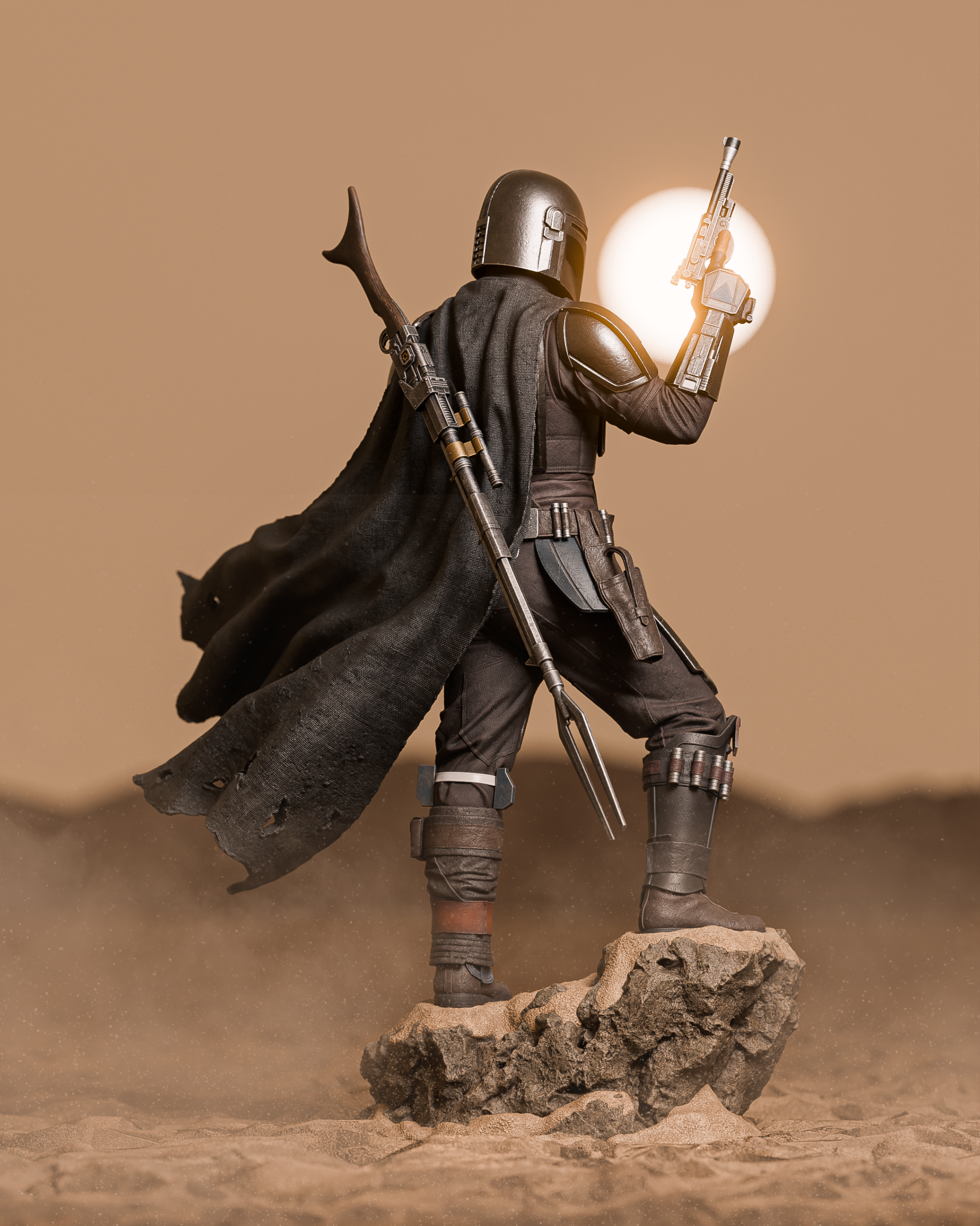 The Mandalorian Movie Figure | Star Wars Statue 1:4 Collectible Centrepiece | Unpainted Kit - Image 5