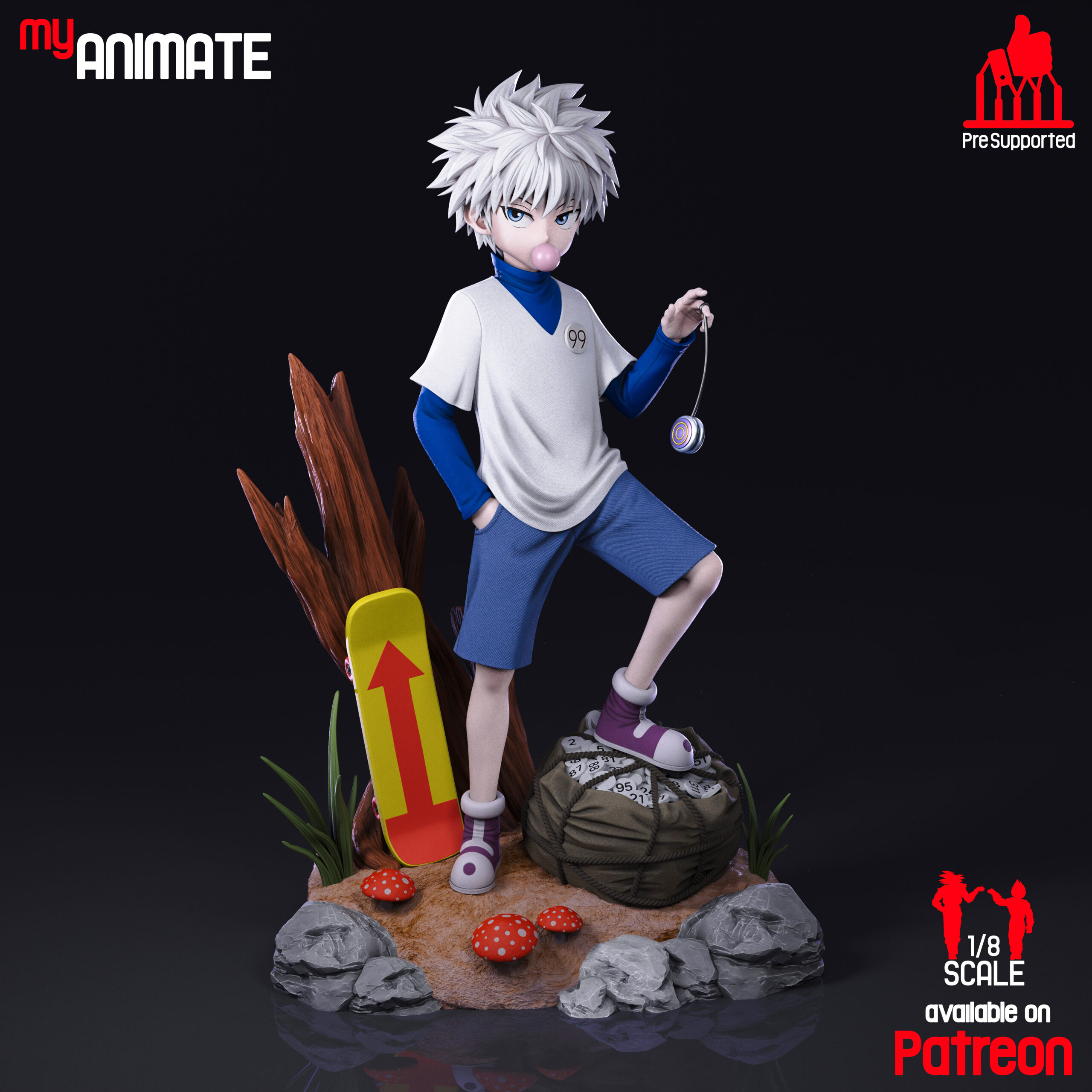Killua Zoldyck Anime Figure | Hunter x Hunter Statue 1:4 Collectible Centrepiece | Unpainted Kit