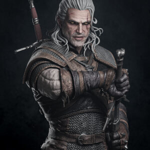 Geralt of Rivia Game Figure | The Witcher Statue 1:4 Collectible Centrepiece | Unpainted Kit