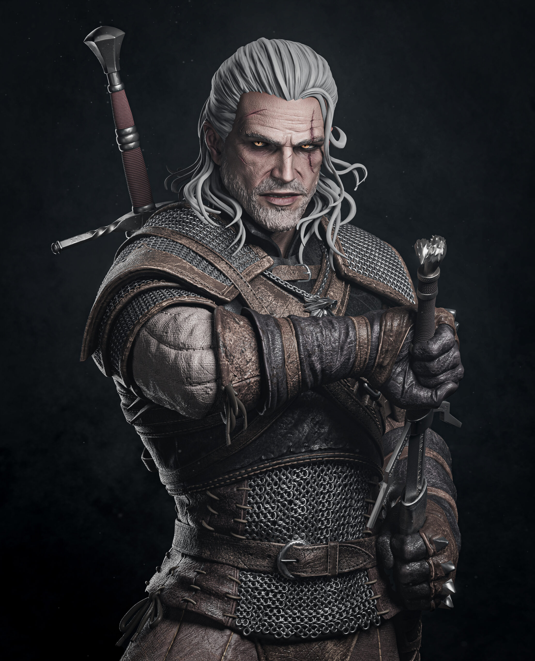 Geralt of Rivia Game Figure | The Witcher Statue 1:4 Collectible Centrepiece | Unpainted Kit