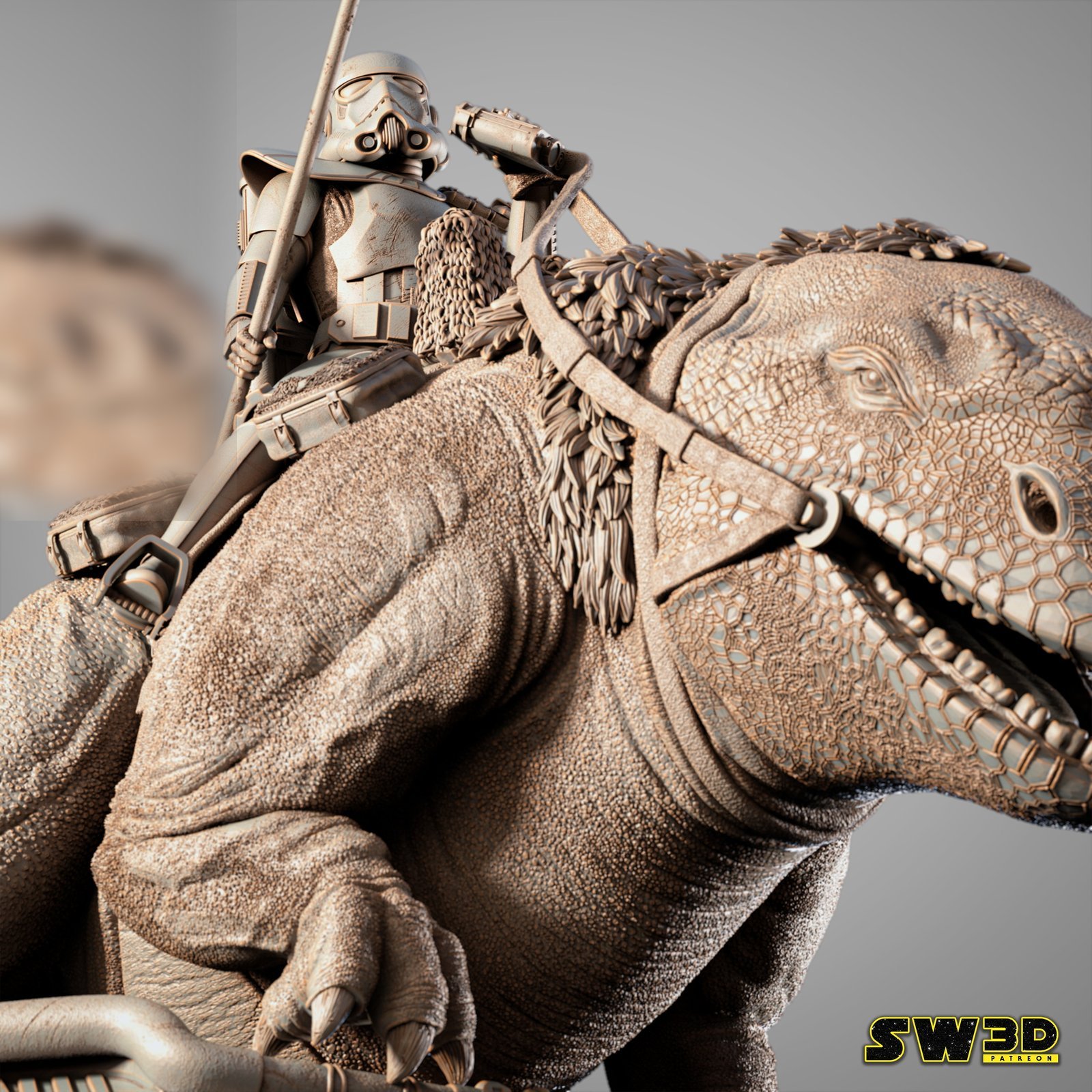 Sand Trooper in Dewback Star Wars 1:4 figurine