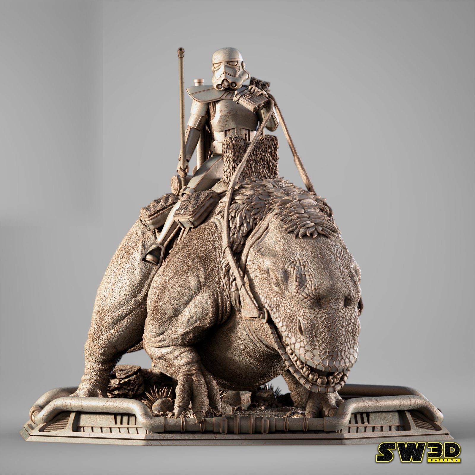 Sand Trooper in Dewback Star Wars 1:4 figurine