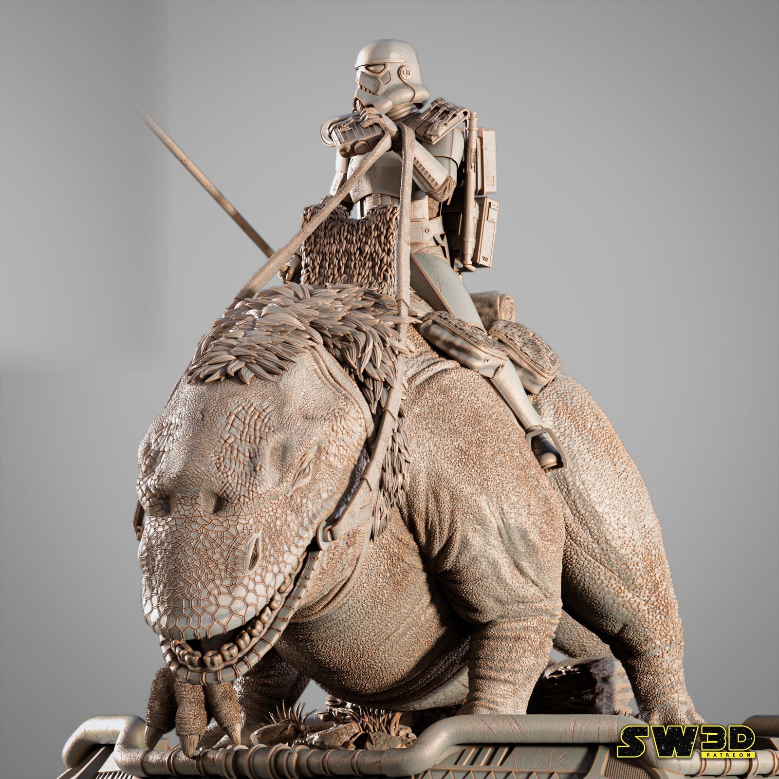 Sand Trooper in Dewback Star Wars 1:4 figurine