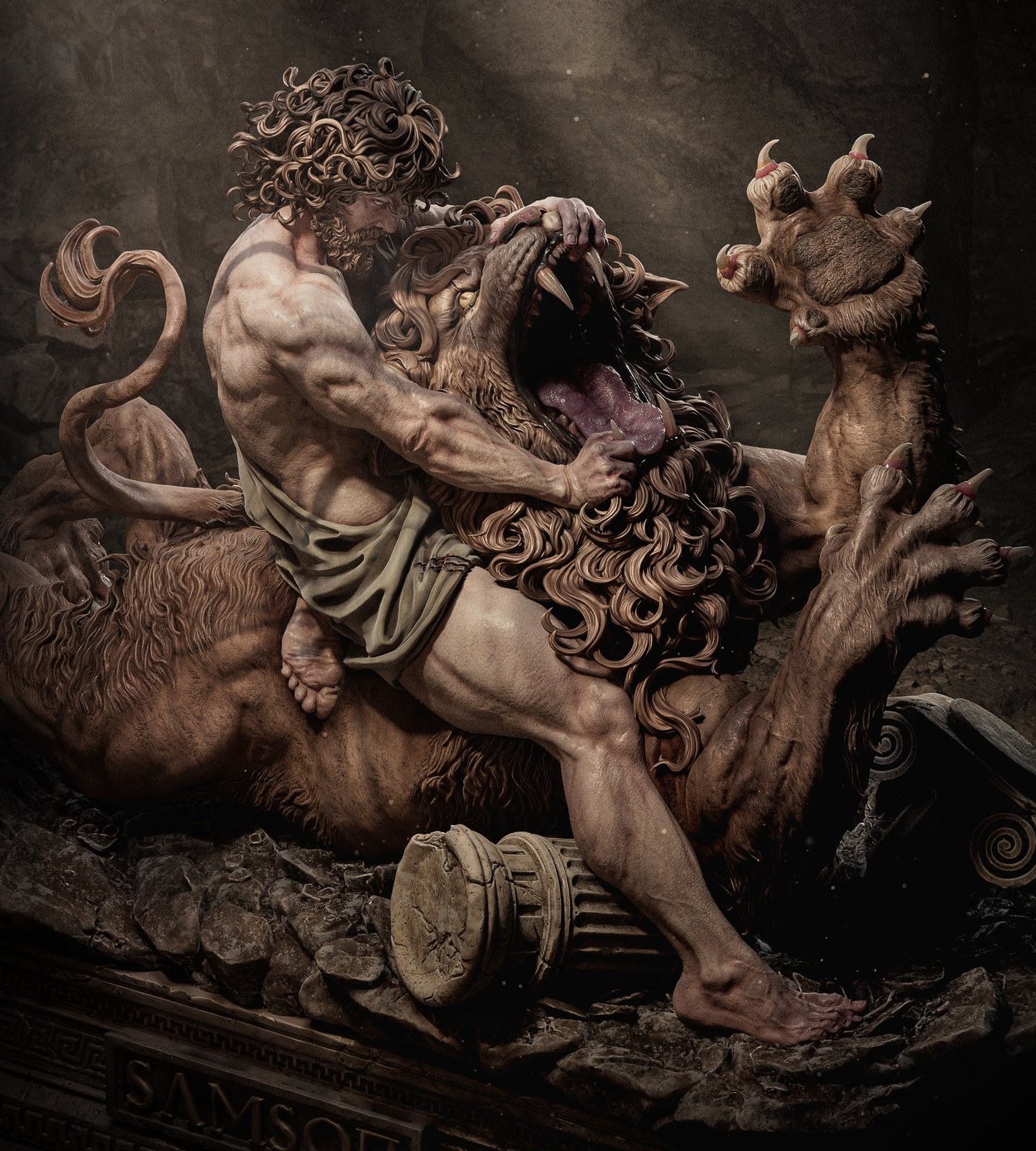 Samson vs the Lion Biblical Characters 1:4 figurine