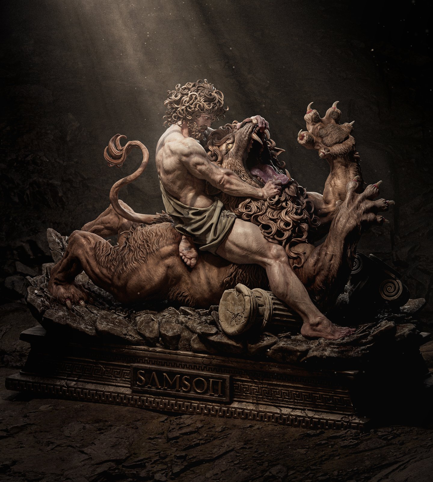 Samson vs the Lion Biblical Characters 1:4 figurine