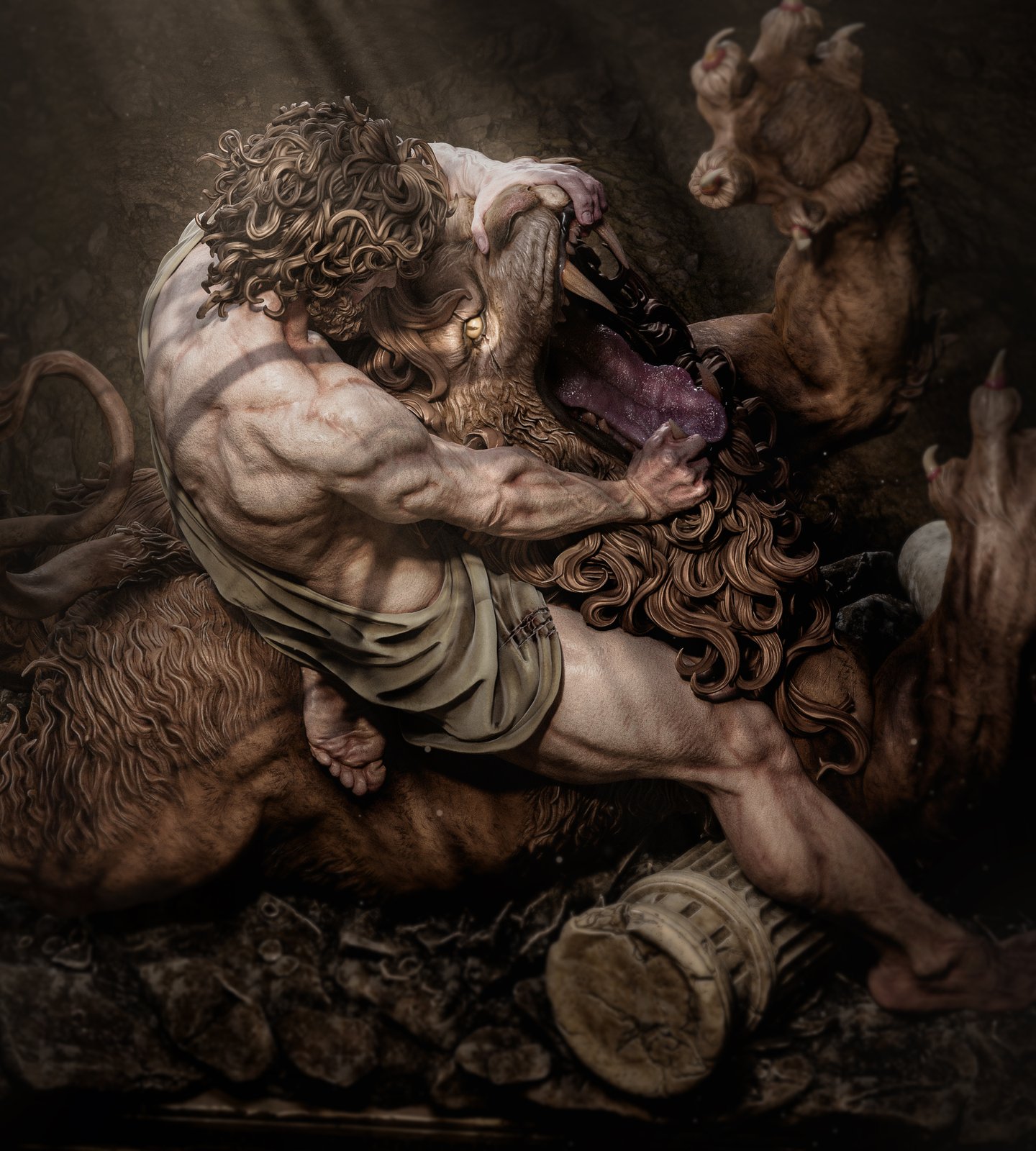 Samson vs the Lion Biblical Characters 1:4 figurine